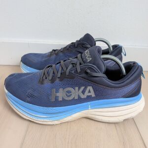Hoka One One Bondi 8 Mens 11.5 D Navy Blue Cushioned Running Shoes 1123202 OSAA